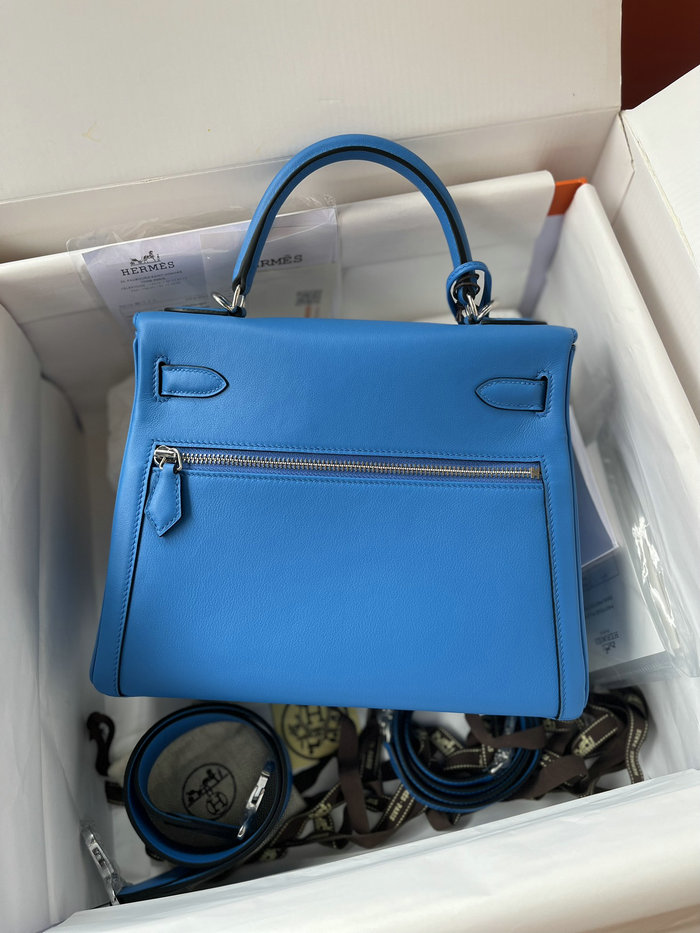 Hermes Swift Leather Kelly Lakis Bag Blue Hydra KL2832