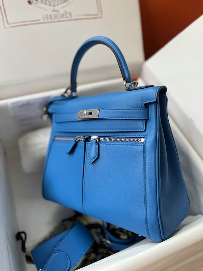 Hermes Swift Leather Kelly Lakis Bag Blue Hydra KL2832