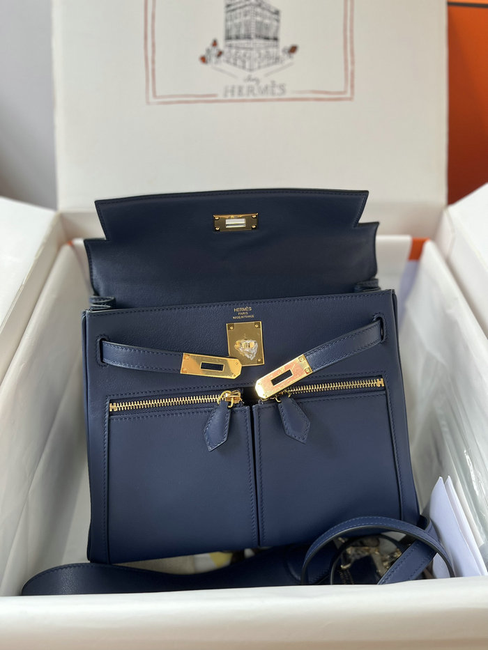 Hermes Swift Leather Kelly Lakis Bag Blue saphir KL2832