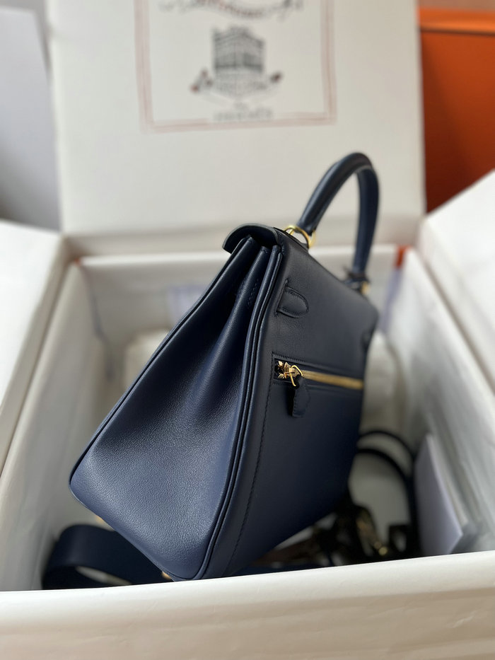 Hermes Swift Leather Kelly Lakis Bag Blue saphir KL2832