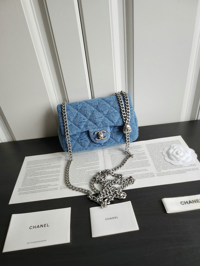 Mini Chanel Denim Flap Shoulder Bag AS3828