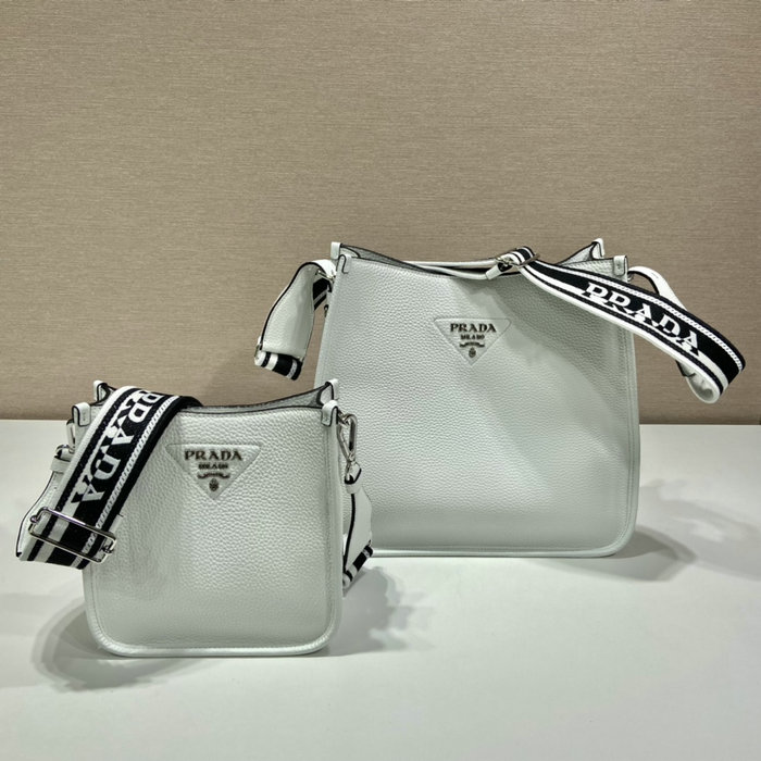 Prada Leather Shoulder Bag White 1BC073