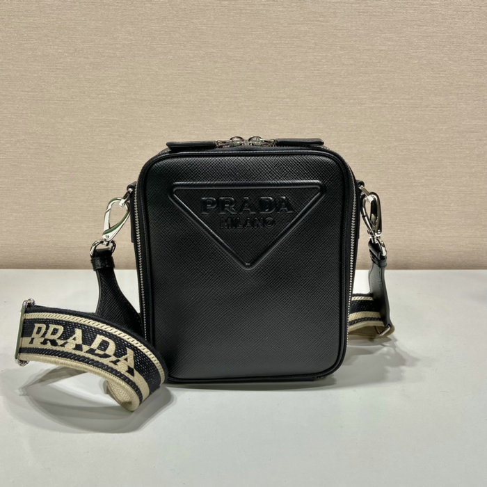 Prada Saffiano Leather Shoulder Bag Black 2VH154