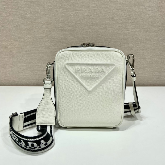 Prada Saffiano Leather Shoulder Bag White 2VH154