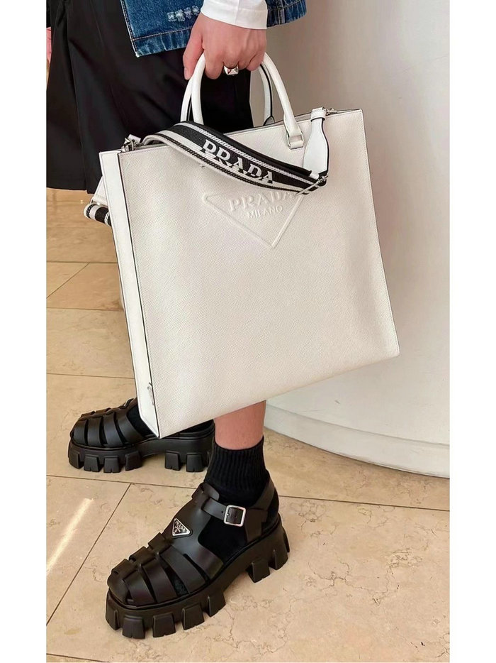 Prada Saffiano Leather Tote Bag White 2VG084