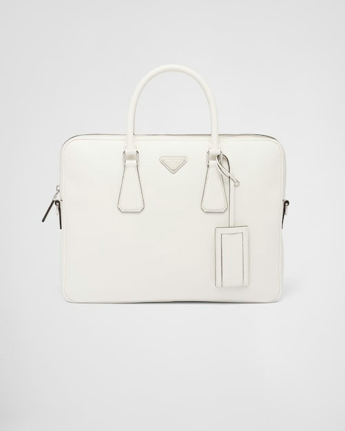 Prada Saffiano Leather Work Bag White 2VE368