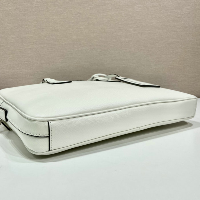 Prada Saffiano Leather Work Bag White 2VE368