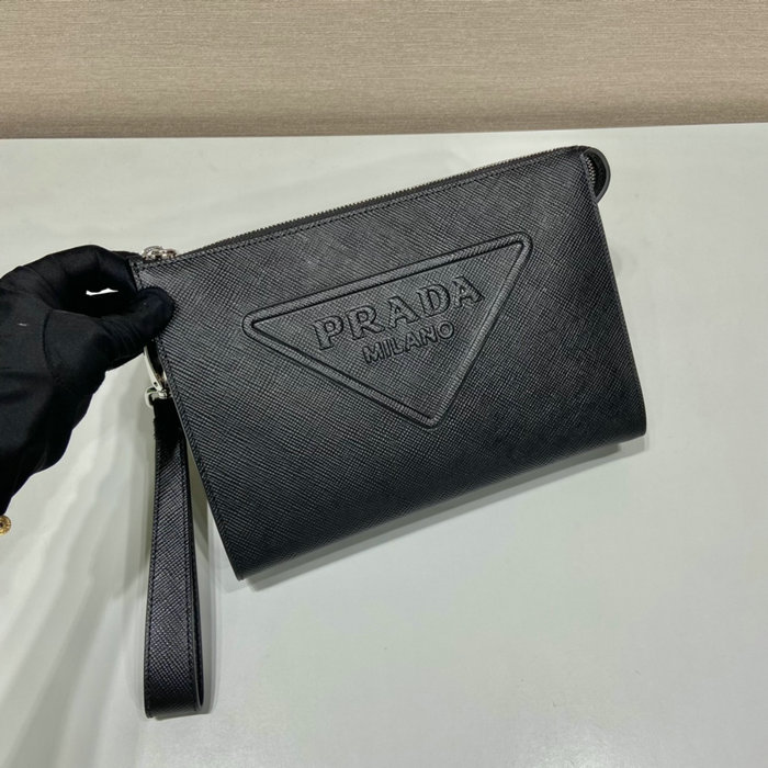 Prada Saffiano leather Clutch Bag Black 2VF039