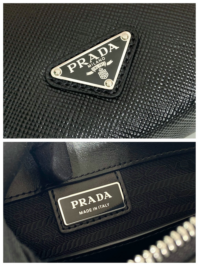 Prada Saffiano leather Clutch Bag Black 2VF039