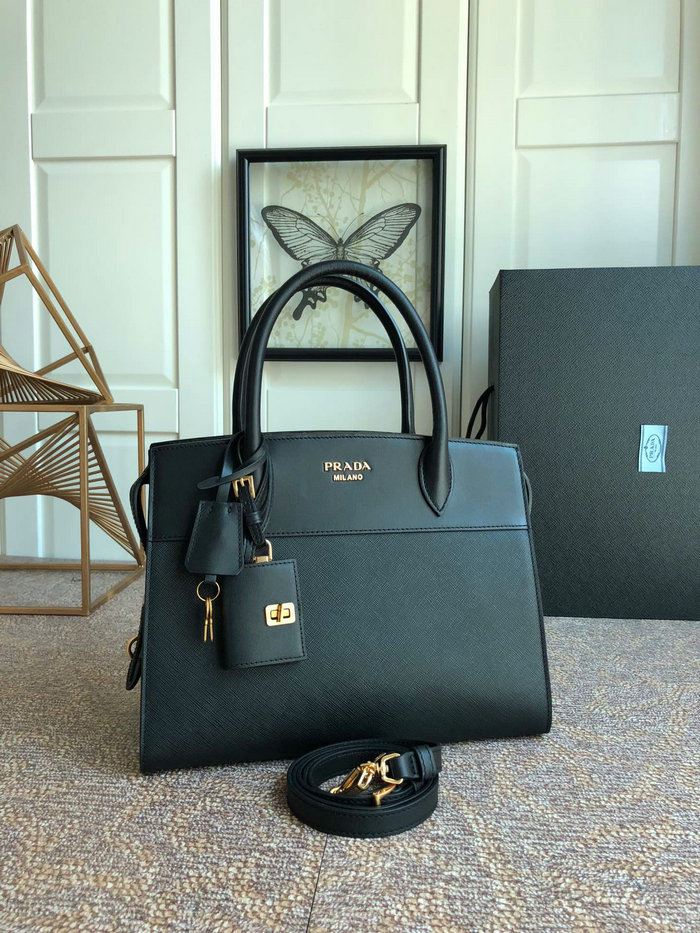 Prada Saffiano leather Tote Bag Black lBA046