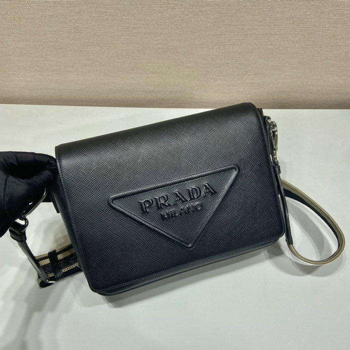 Prada Saffiano leather shoulder bag Black 2VD046