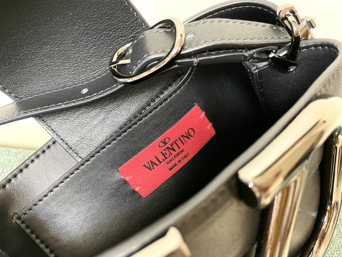 Valentino Calfskin Bucket Bag Black V1122