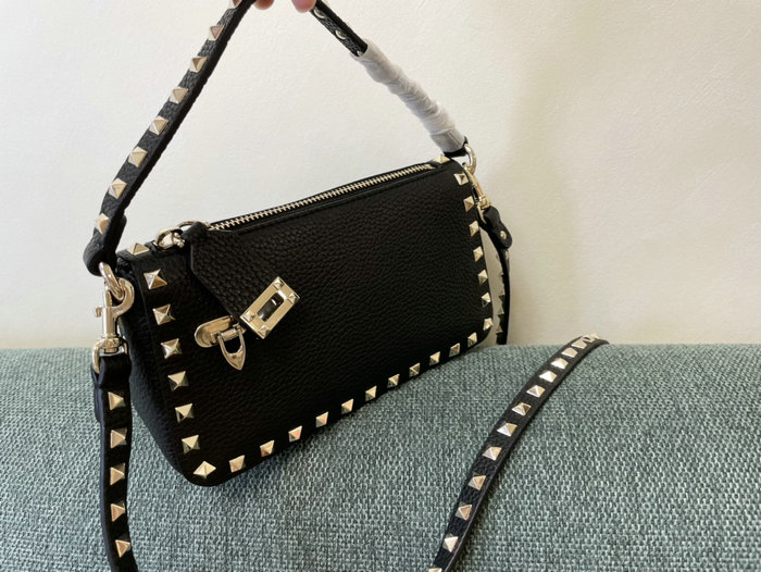 Valentino Garavani Rockstud Leather Shoulder Bag Black V5500