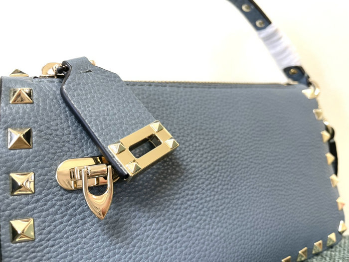 Valentino Garavani Rockstud Leather Shoulder Bag Blue V5500