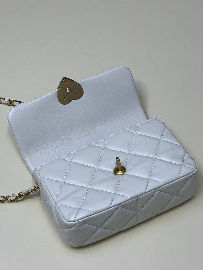 Chanel Lambskin Small Flap Bag White AS3986