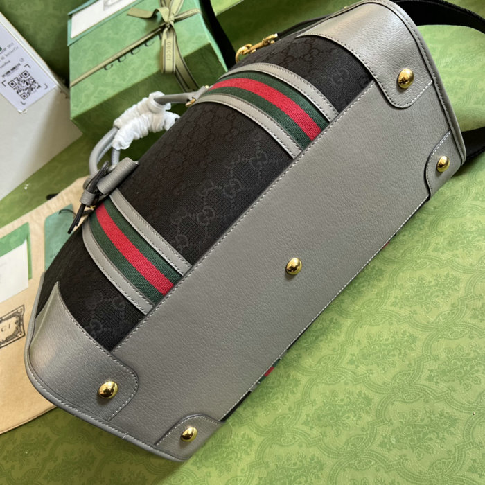 Gucci canvas Bauletto Extra Large Duffle Bag Grey 715671