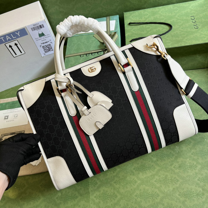 Gucci canvas Bauletto Extra Large Duffle Bag White 715671