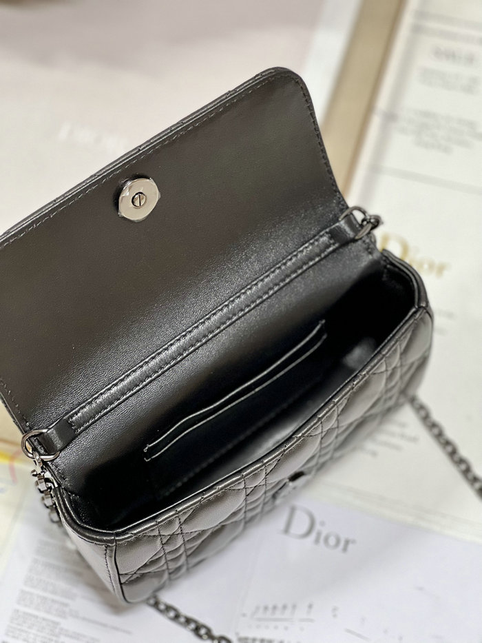 LADY DIOR PHONE POUCH Black with Black hardware D0977