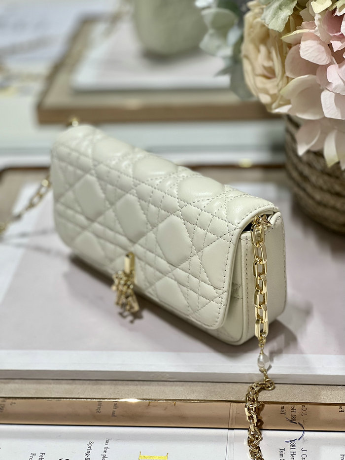 LADY DIOR PHONE POUCH White D0977