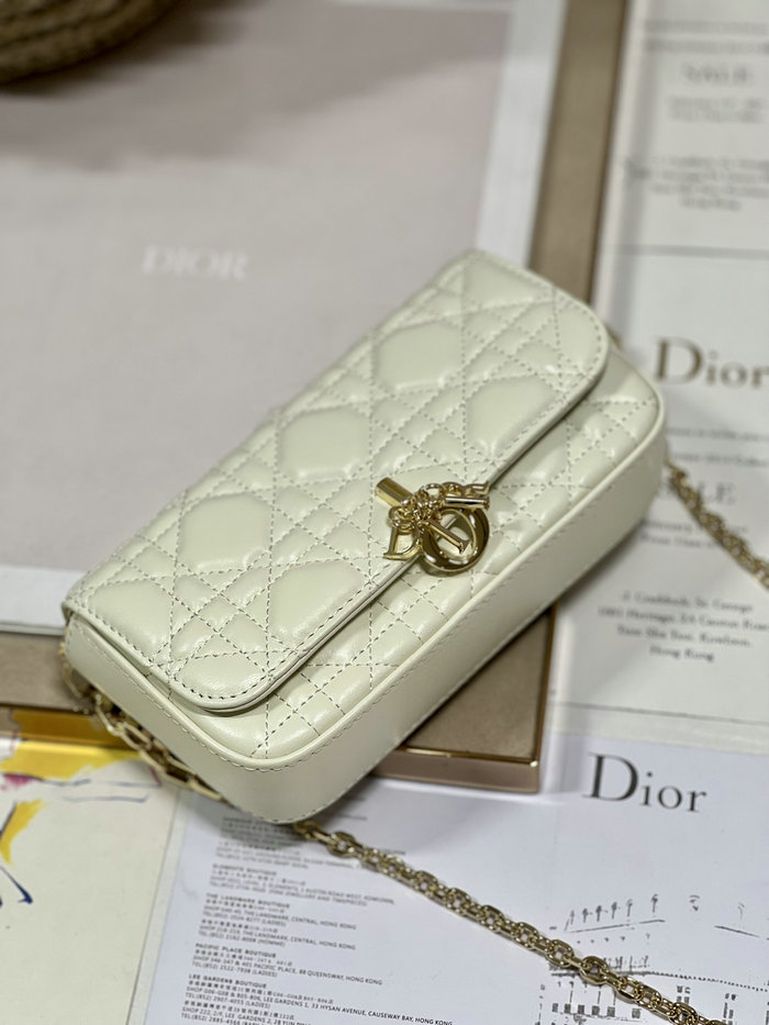 LADY DIOR PHONE POUCH White D0977