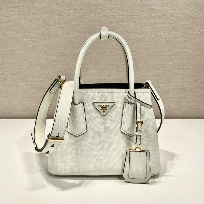 Prada Double Saffiano leather mini bag White 1BG443