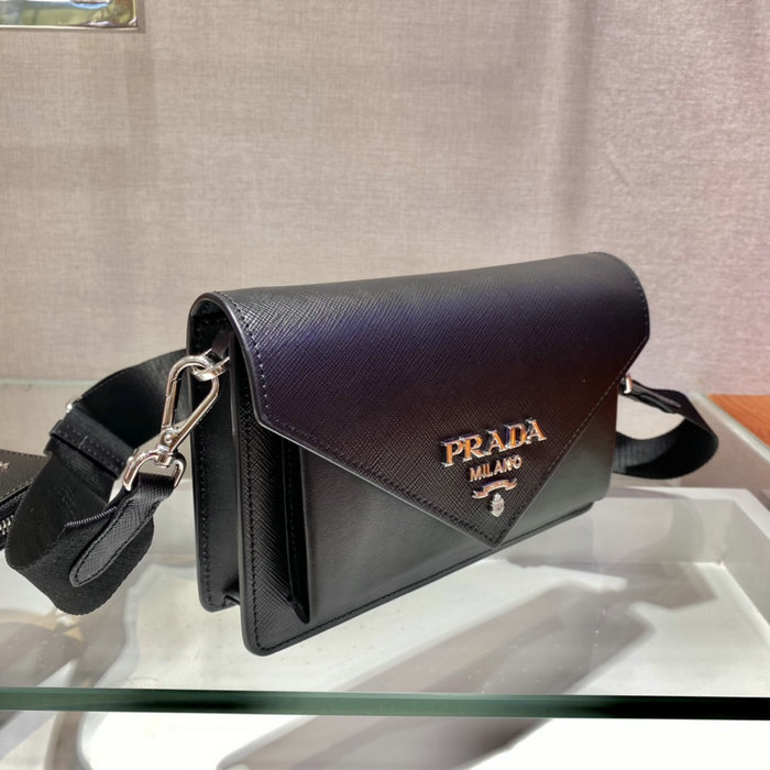 Prada Saffiano leather mini envelope bag Black 1BP020