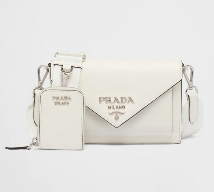 Prada Saffiano leather mini envelope bag White 1BP020