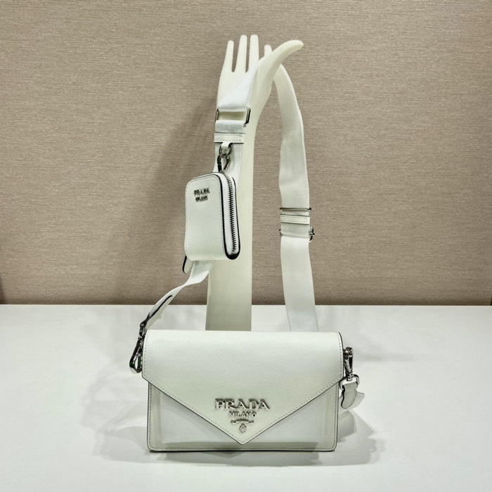 Prada Saffiano leather mini envelope bag White 1BP020