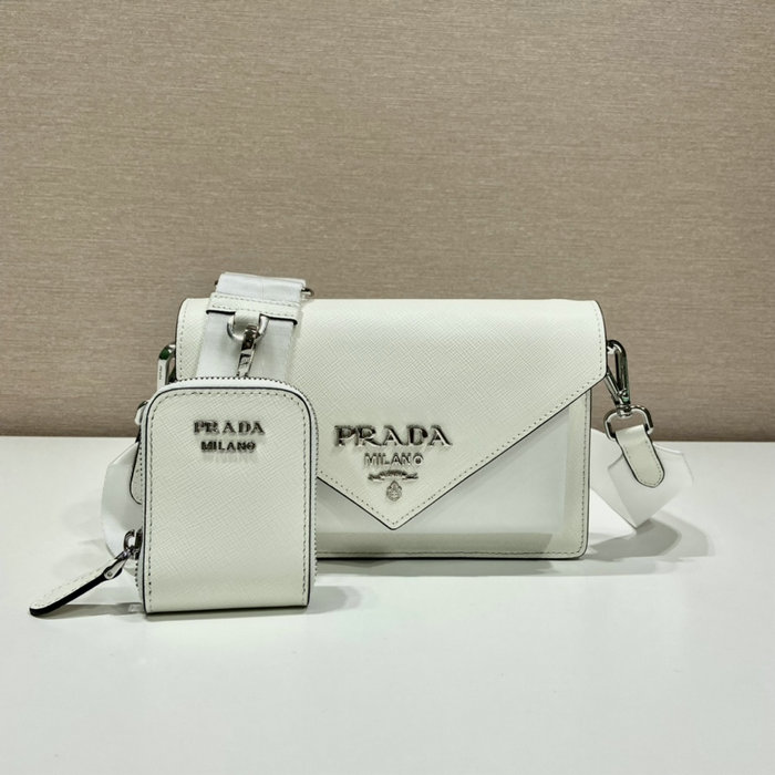 Prada Saffiano leather mini envelope bag White 1BP020