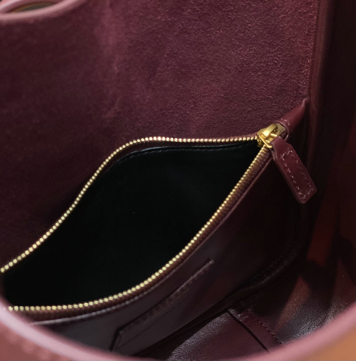 Saint Laurent LE 5 A 7 SOFT SMALL Hobo Bag Burgundy 713938