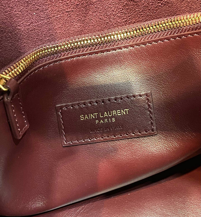 Saint Laurent LE 5 A 7 SOFT SMALL Hobo Bag Burgundy 713938