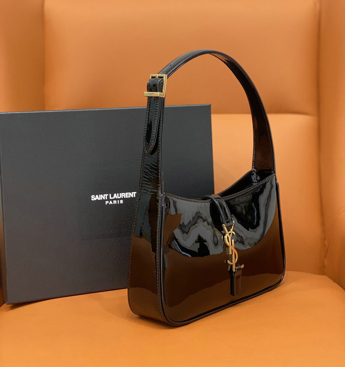 Saint Laurent Monogram Paten Leahter Hobo Bag Black 657228