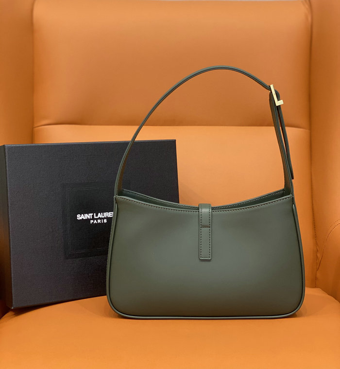 Saint Laurent Monogram Smooth Leahter Hobo Bag Dark Green 657228