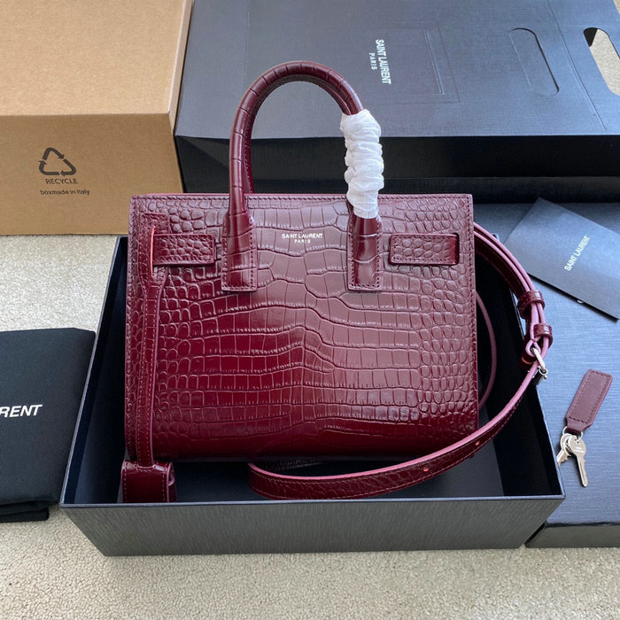 Saint Laurent Sac De Jour Nano Bag Burgundy 392035