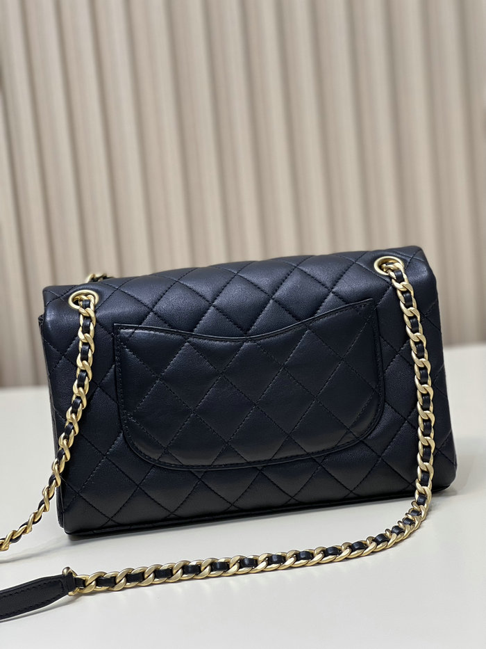 Chanel Lambskin Flap Shoulder Bag Black AS3897