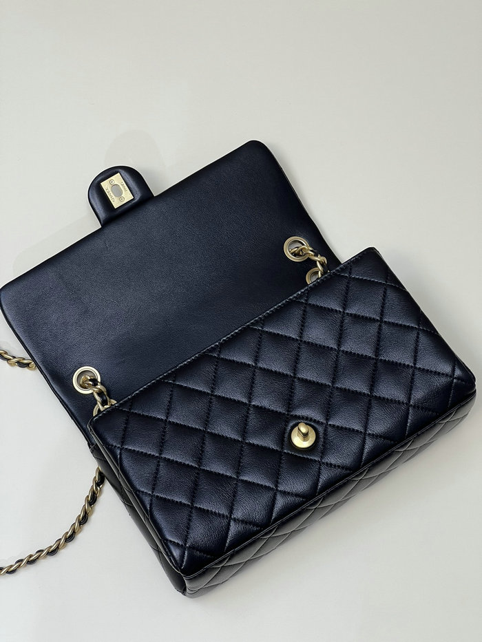 Chanel Lambskin Flap Shoulder Bag Black AS3897