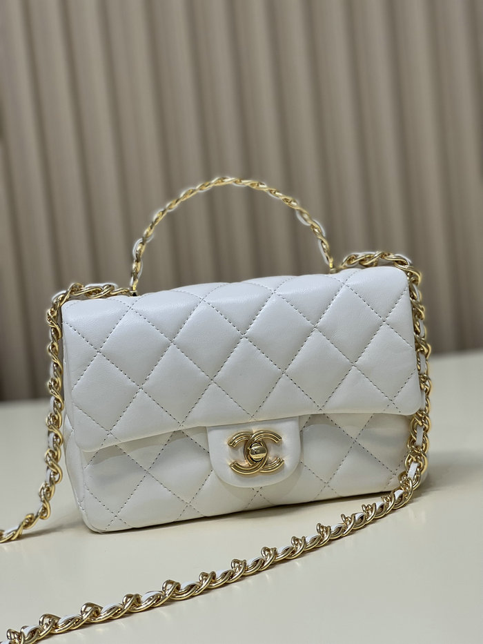 Chanel Small Flap Bag With Top Handle White AS4023