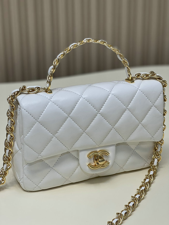 Chanel Small Flap Bag With Top Handle White AS4023