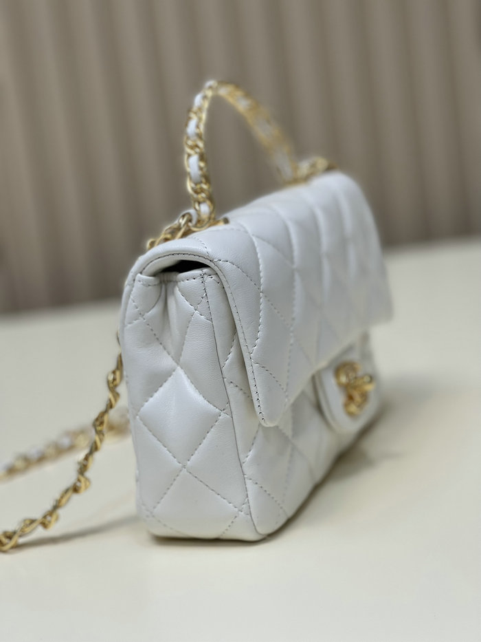 Chanel Small Flap Bag With Top Handle White AS4023