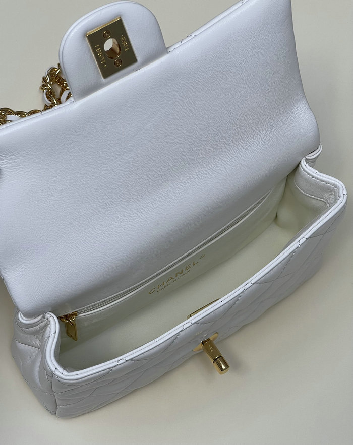 Chanel Small Flap Bag With Top Handle White AS4023