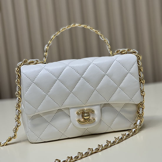 Chanel Small Flap Bag With Top Handle White AS4023