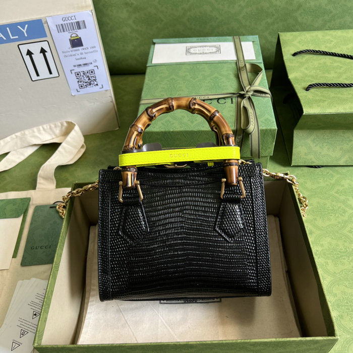 Gucci Diana lizard mini bag Black 675800