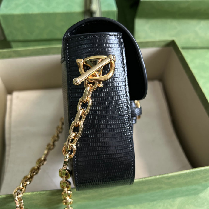 Gucci Horsebit 1955 lizard mini bag Black 675801