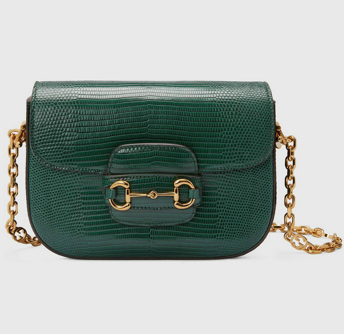 Gucci Horsebit 1955 lizard mini bag Green 675801