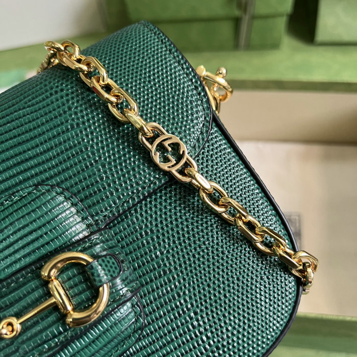 Gucci Horsebit 1955 lizard mini bag Green 675801