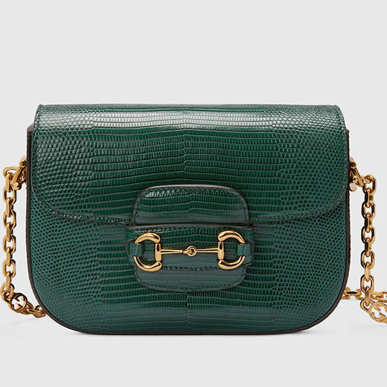 Gucci Horsebit 1955 lizard mini bag Green 675801