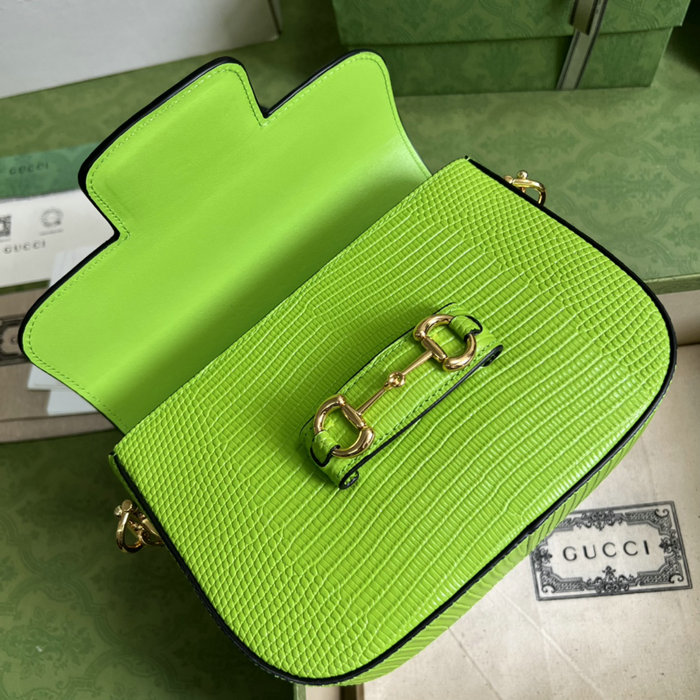 Gucci Horsebit 1955 lizard mini bag Pastel Green 675801