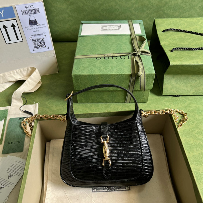 Gucci Jackie 1961 lizard mini bag Black 675799