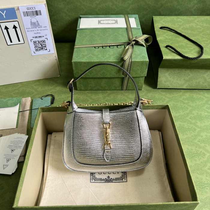 Gucci Jackie 1961 lizard mini bag Silver 675799