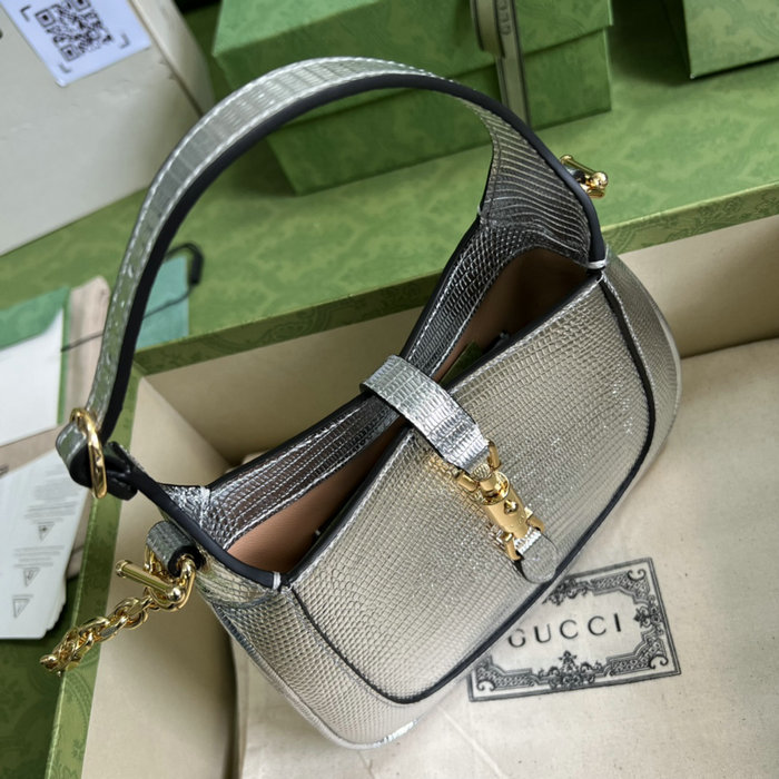 Gucci Jackie 1961 lizard mini bag Silver 675799